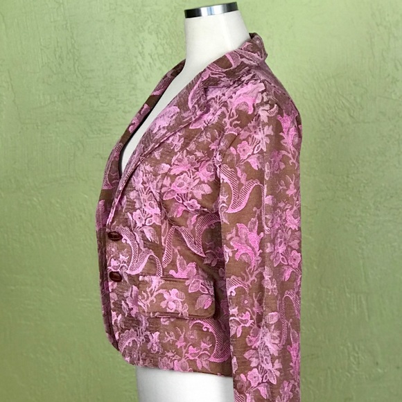 LUCY LOVE Caroline Jacket in Brown and Pink Damask Women medium Jacquard Jacket - Picture 2 of 8